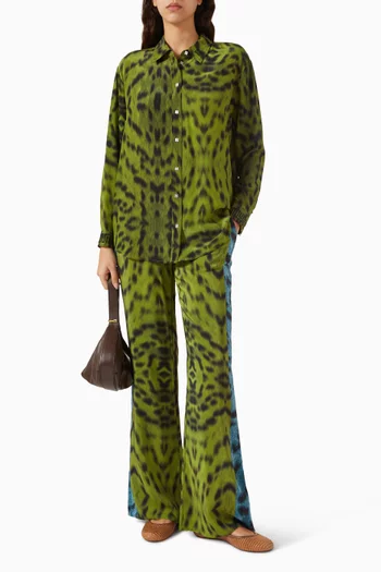 قميص لينيكس مزين بنقشة