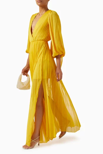 Nya Slit Pleated Dress in Chiffon
