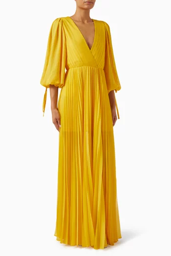 Nya Slit Pleated Dress in Chiffon
