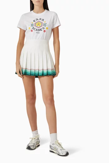 Pleated Mini Skirt in Silk-twill