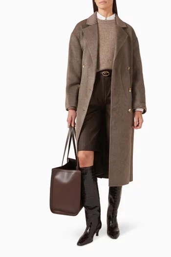 معطف بورنيو بصفي أزرار مزيج صوف