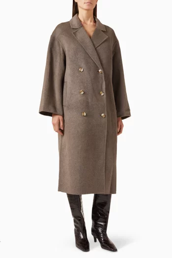 معطف بورنيو بصفي أزرار مزيج صوف