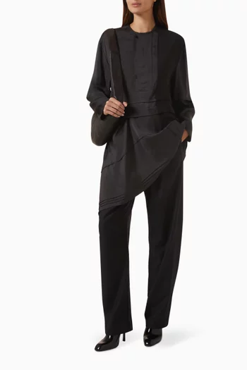 Pleated Oversized Top in Silk