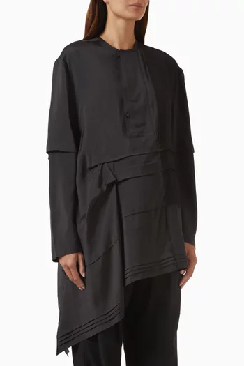 Pleated Oversized Top in Silk