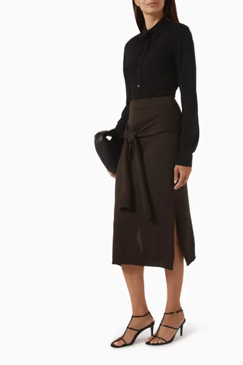 Trompe L'oeil Skirt in Wool-blend