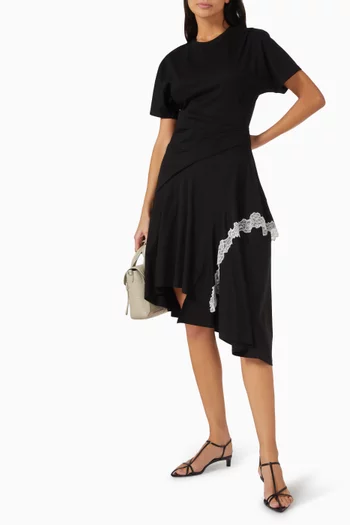 Draped Lace-trim Dress
