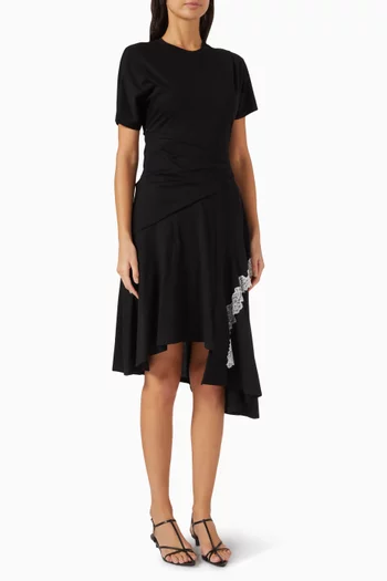 Draped Lace-trim Dress