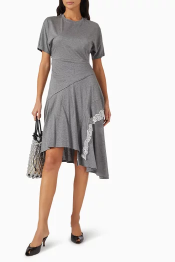 Draped Lace-trim Dress