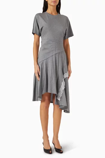 Draped Lace-trim Dress