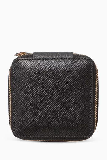 حقيبة مجوهرات متوسطة بتصميم مربع جلد باناما