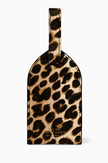Leopard-print Luggage Tag in Panama Leather