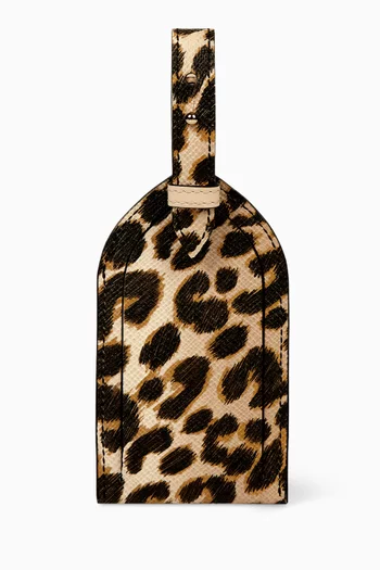 Leopard-print Luggage Tag in Panama Leather