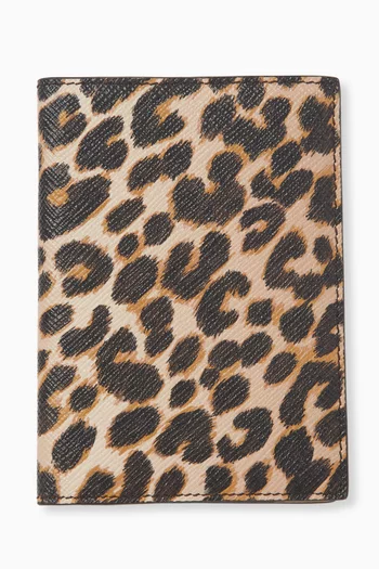 Leopard-print Passport Cover in Panama Leather