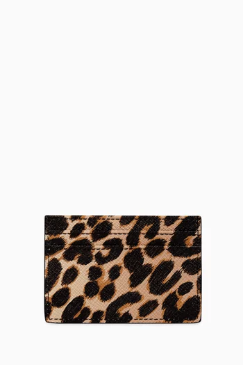 Leopard Flat Card Holder in Leather