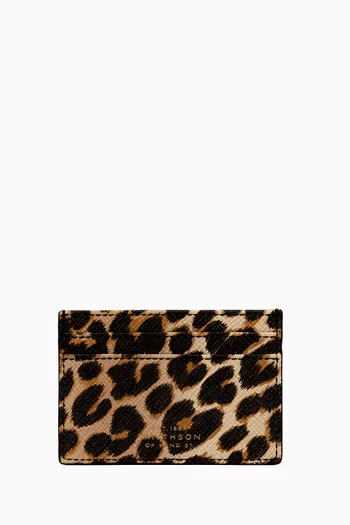 Leopard Flat Card Holder in Leather