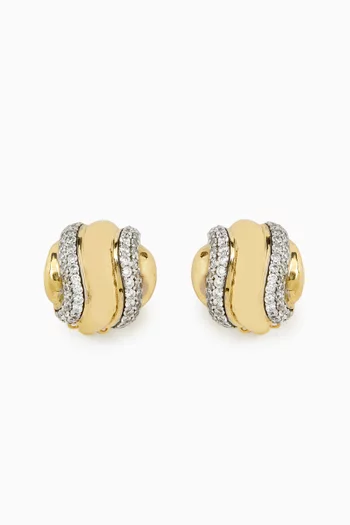 Eva Pavé Clip-on Earrings in 22kt Gold-plated Brass