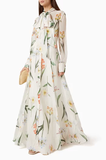 فستان ليليث طويل برباط على الرقبة