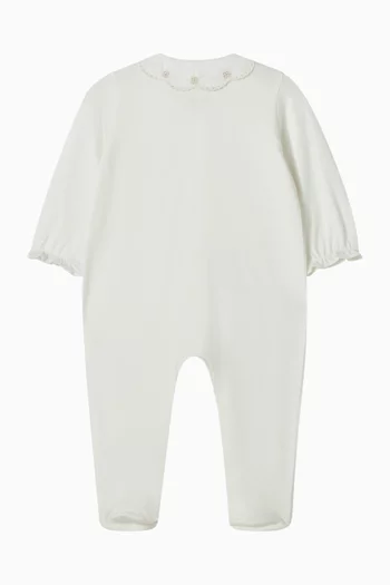 Lace-trim Sleepsuit in Cotton