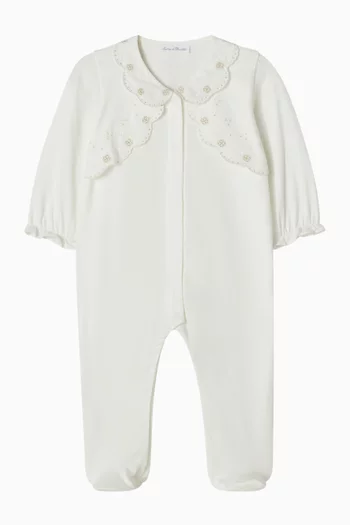 Lace-trim Sleepsuit in Cotton