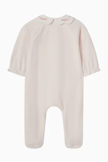 Embroidered-collar Pyjama in Cotton