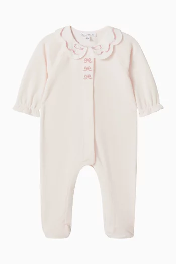 Embroidered-collar Pyjama in Cotton