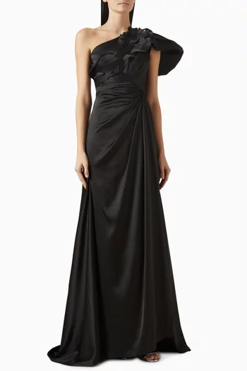 Asymmetric One-shoulder Gown in Crepe