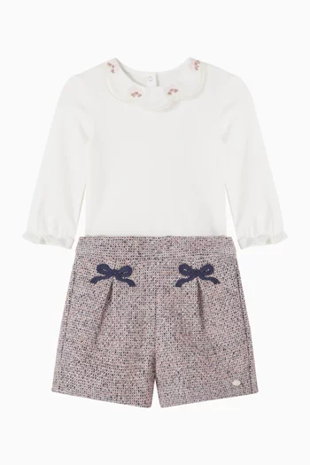 Embroidered-collar Bodysuit in Cotton