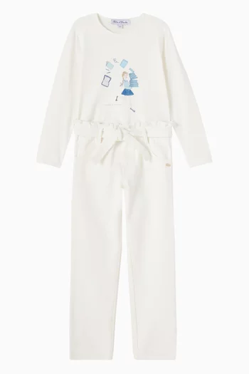 تي شيرت مزين بطبعة قطن