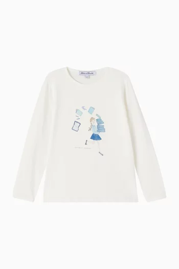 تي شيرت مزين بطبعة قطن