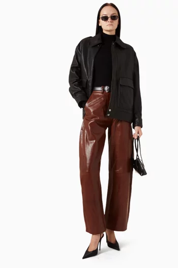 Barrel-leg Pants in Lamb Leather
