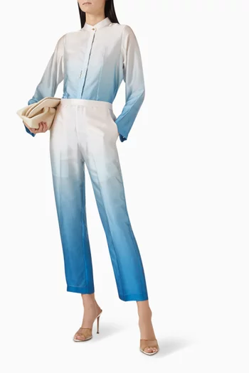 Ombre Shirt & Pants Set in Crepe