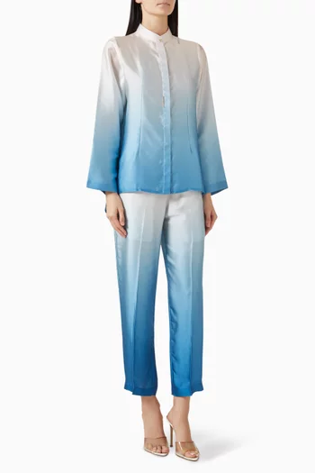 Ombre Shirt & Pants Set in Crepe