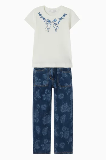 Bow-print T-shirt in Cotton