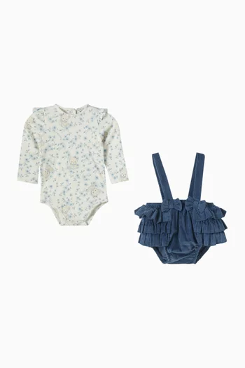 3-piece Ruffled Romper Set