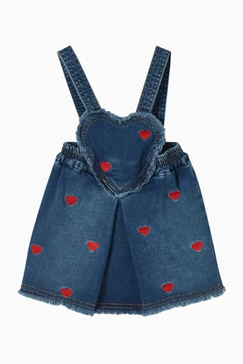 Heart-embroidered Dungaree in Denim