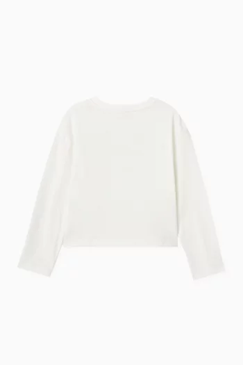 تي شيرت بتطريز شعار الماركة قطن