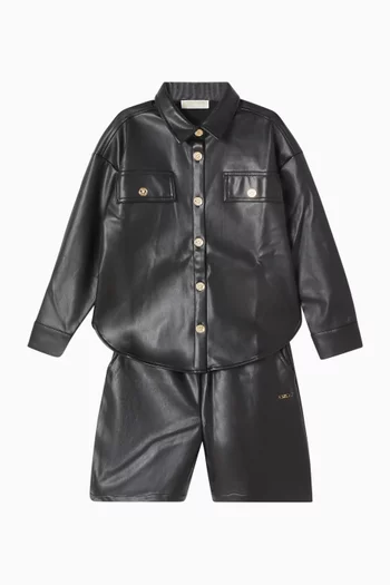 Logo-plaque Bermuda Shorts in Faux Leather