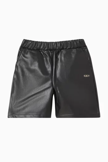 Logo-plaque Bermuda Shorts in Faux Leather