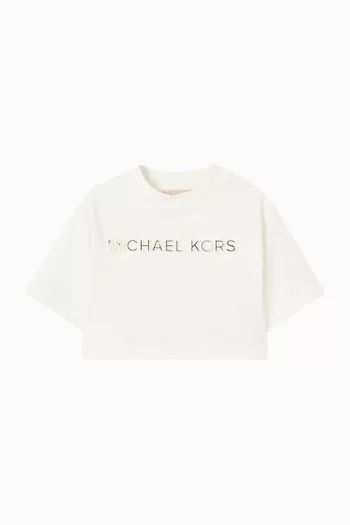 تي شيرت بشعار الماركة لامع قطن عضوي