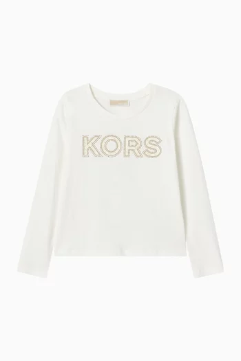 تي شيرت مرصع بحلى قطن