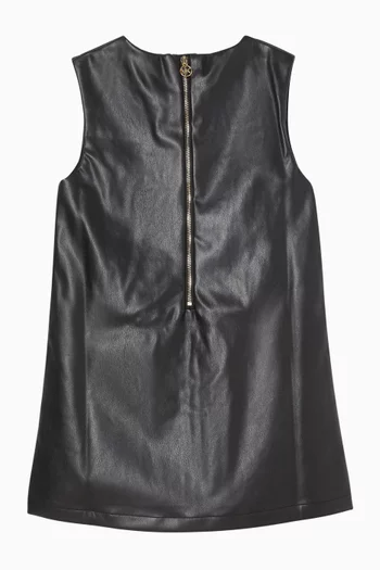 Logo-plaque Shift Dress in Faux Leather