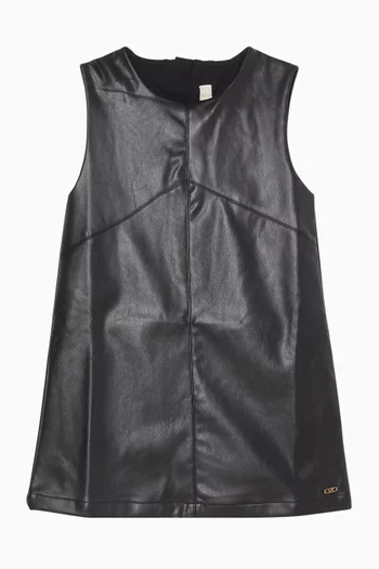 Logo-plaque Shift Dress in Faux Leather