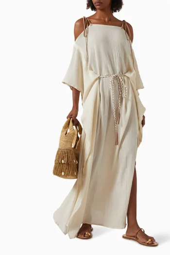 فستان بامول بنمط قفطان قطن بارز الملمس