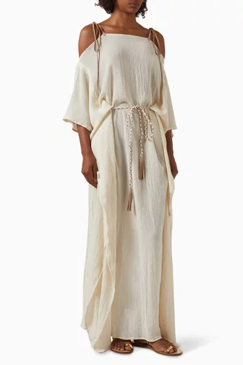 فستان بامول بنمط قفطان قطن بارز الملمس