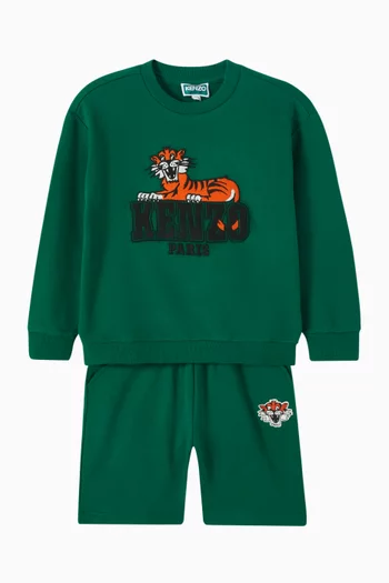 سويت شيرت مطرز بشعار الماركة ونمر صوف قطني