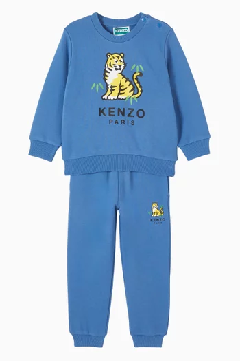 طقم سويت شيرت وبنطال رياضي قطن