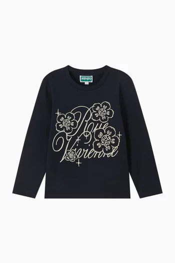 تي شيرت مطرز بشعار الماركة قطن