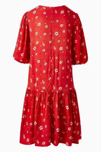 فستان بنقشة زهور فيسكوز