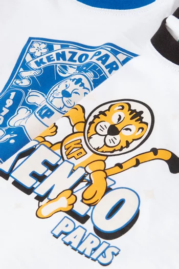 طقم تي شيرت بشعار الماركة قطن، قطعتان