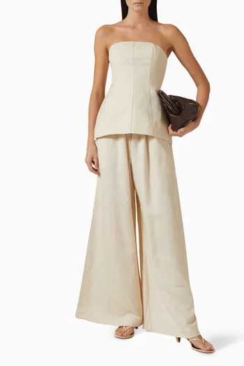 بلوزة جيجي بلا حمالات وصدرية بتصميم مشد مزيج كتان